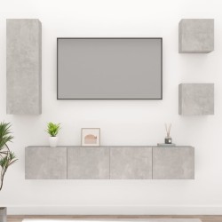 vidaXL Set de muebles de TV 5 pzas madera contrachapada gris hormigón