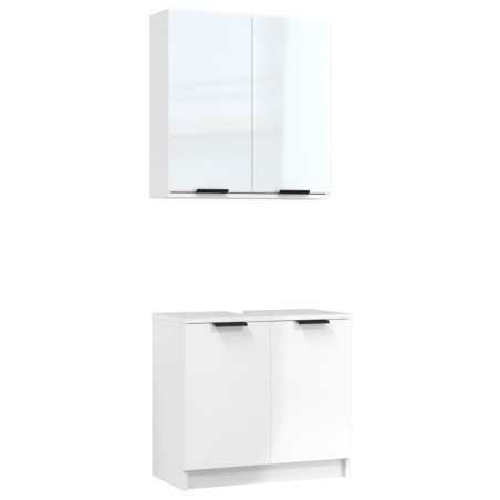 vidaXL Set muebles de baño 2 piezas madera contrachapada blanco brillo