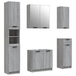 vidaXL Set de muebles de baño 5 pzas madera contrachapada gris sonoma
