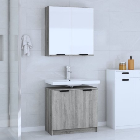 vidaXL Set de muebles de baño 2 pzas madera de ingeniería gris sonoma