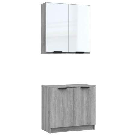 vidaXL Set de muebles de baño 2 pzas madera de ingeniería gris sonoma