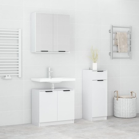 vidaXL Set de muebles baño 3 pzas madera contrachapada blanco brillo