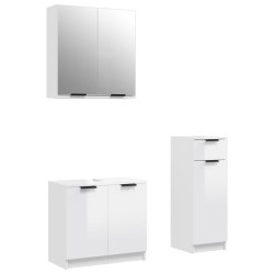 vidaXL Set de muebles baño 3 pzas madera contrachapada blanco brillo