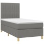 vidaXL Cama box spring colchón y luces LED tela gris oscuro 80x200 cm vidaXL Cama box spring colchón y luces LED tela gris oscuro 80x200 cm