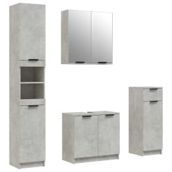 vidaXL Set muebles de baño 4 piezas madera contrachapada gris hormigón