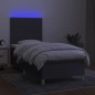 vidaXL Cama box spring colchón y luces LED tela gris oscuro 80x200 cm vidaXL Cama box spring colchón y luces LED tela gris oscuro 80x200 cm