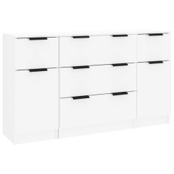 vidaXL Set de aparador 3 piezas madera contrachapada blanco brillante