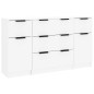 vidaXL Set de aparador 3 piezas madera contrachapada blanco brillante vidaXL Set de aparador 3 piezas madera contrachapada blanco brillante