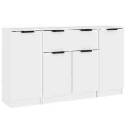 vidaXL Aparadores 3 uds madera contrachapada blanco brillo