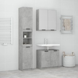 vidaXL Set de muebles baño 3 pzas madera contrachapada gris hormigón