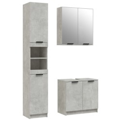 vidaXL Set de muebles baño 3 pzas madera contrachapada gris hormigón