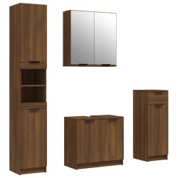 vidaXL Set de muebles de baño 4 pzas madera contrachapada marrón roble