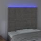 vidaXL Cabecero con luces LED terciopelo gris claro 80x5x118/128 cm vidaXL Cabecero con luces LED terciopelo gris claro 80x5x118/128 cm