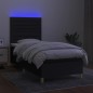 vidaXL Cama box spring colchón y luces LED tela negro 100x200 cm vidaXL Cama box spring colchón y luces LED tela negro 100x200 cm