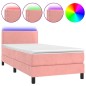 vidaXL Cama box spring colchón y LED terciopelo rosa 100x200 cm vidaXL Cama box spring colchón y LED terciopelo rosa 100x200 cm