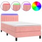 vidaXL Cama box spring colchón y LED terciopelo rosa 100x200 cm