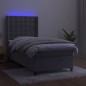 vidaXL Cama box spring colchón y LED terciopelo gris claro 80x200 cm vidaXL Cama box spring colchón y LED terciopelo gris claro 80x200 cm