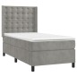 vidaXL Cama box spring colchón y LED terciopelo gris claro 80x200 cm vidaXL Cama box spring colchón y LED terciopelo gris claro 80x200 cm