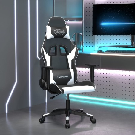 vidaXL Silla gaming cuero sintético negro y blanco