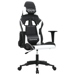 vidaXL Silla gaming cuero sintético negro y blanco