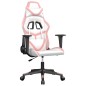 vidaXL Silla gaming cuero sintético blanco y rosa