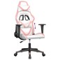 vidaXL Silla gaming cuero sintético blanco y rosa