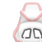 vidaXL Silla gaming cuero sintético blanco y rosa