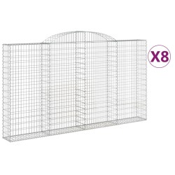 vidaXL Cestas de gaviones 8 uds forma de arco hierro 300x30x160/180 cm