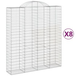 vidaXL Cestas de gaviones 8 uds forma de arco hierro 200x50x220/240 cm