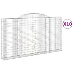 vidaXL Cestas de gaviones 10 uds forma de arco hierro 300x30x160/180cm