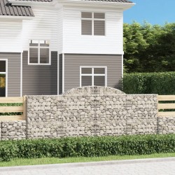 vidaXL Cestas gaviones 30 uds forma de arco hierro 300x30x120/140 cm