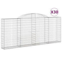 vidaXL Cestas gaviones 30 uds forma de arco hierro 300x30x120/140 cm