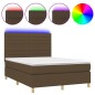 vidaXL Cama box spring colchón luces LED tela marrón oscuro 140x190 cm vidaXL Cama box spring colchón luces LED tela marrón oscuro 140x190 cm
