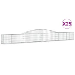 vidaXL Cestas de gaviones 25 uds forma de arco hierro 400x30x40/60 cm