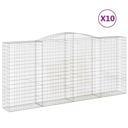 vidaXL Cestas de gaviones 10 uds forma de arco hierro 400x50x180/200cm