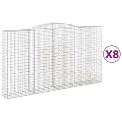 vidaXL Cestas de gaviones 8 uds forma de arco hierro 400x50x220/240 cm