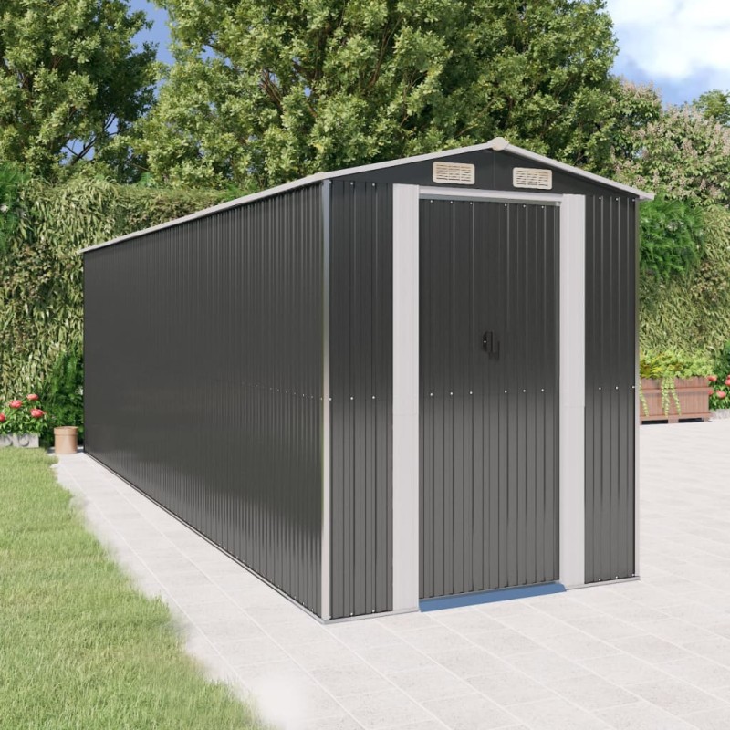 vidaXL Cobertizo de jardín acero galvanizado antracita 192x606x223 cm vidaXL Cobertizo de jardín acero galvanizado antracita 192x606x223 cm