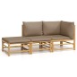 vidaXL Set de muebles de jardín 3 piezas bambú y cojines gris taupe vidaXL Set de muebles de jardín 3 piezas bambú y cojines gris taupe