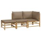 vidaXL Set de muebles de jardín 3 piezas bambú y cojines gris taupe vidaXL Set de muebles de jardín 3 piezas bambú y cojines gris taupe