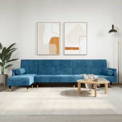vidaXL Sofá cama en forma de L terciopelo azul 271x140x70 cm