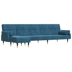 vidaXL Sofá cama en forma de L terciopelo azul 271x140x70 cm