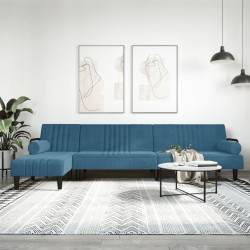 vidaXL Sofá cama en forma de L terciopelo azul 260x140x70 cm