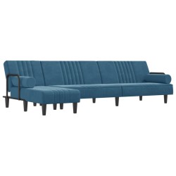 vidaXL Sofá cama en forma de L terciopelo azul 260x140x70 cm