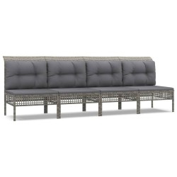 vidaXL Set de muebles de jardín 4 pzas y cojines ratán sintético gris