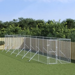 vidaXL Perrera de exterior acero galvanizado plateado 2x14x2 m