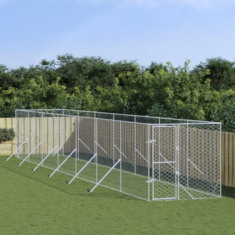 vidaXL Perrera de exterior acero galvanizado plateado 2x14x2 m vidaXL Perrera de exterior acero galvanizado plateado 2x14x2 m