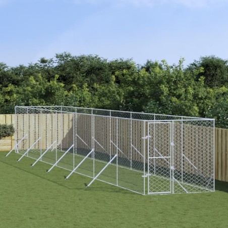 vidaXL Perrera de exterior acero galvanizado plateado 2x14x2 m