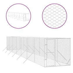vidaXL Perrera de exterior acero galvanizado plateado 2x14x2 m