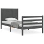 vidaXL Estructura de cama con cabecero madera maciza gris 90x200 cm vidaXL Estructura de cama con cabecero madera maciza gris 90x200 cm