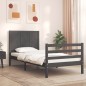 vidaXL Estructura de cama con cabecero madera maciza gris 90x200 cm vidaXL Estructura de cama con cabecero madera maciza gris 90x200 cm